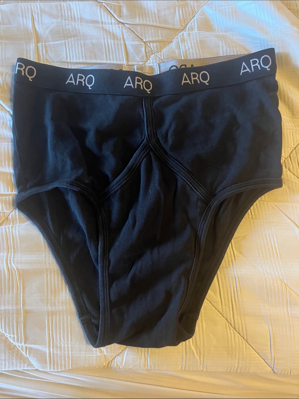 ARQ Black High-Rise Cotton Briefs with Logo Waistband